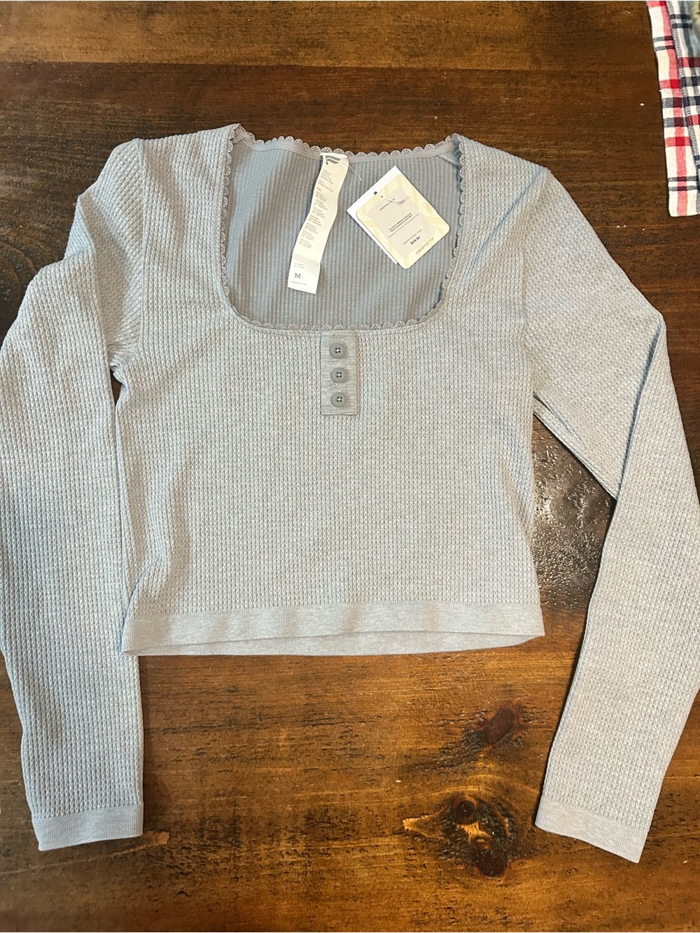 Fabletics Cable Knit Long Sleeve Top Gray Heather  Med NWT
